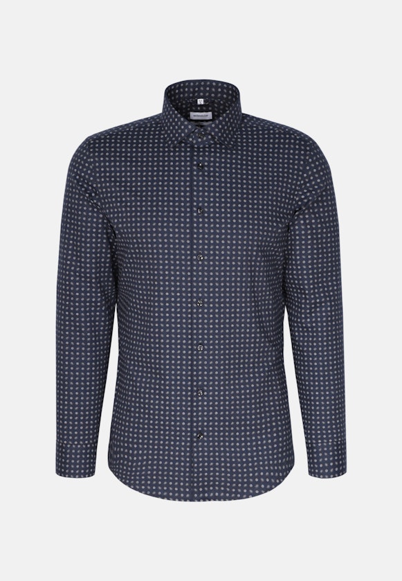 Shaped Flanellhemd Druck in Dunkelblau |  Seidensticker Onlineshop