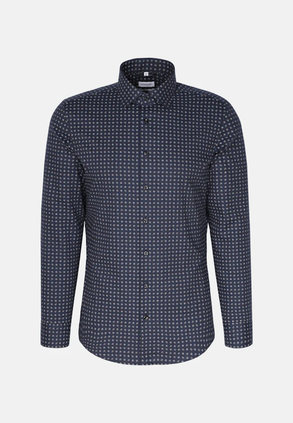 Shaped Flannel shirt Print in Dark Blue |  Seidensticker Onlineshop