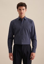 Regular Flanellhemd Druck in Dunkelblau |  Seidensticker Onlineshop