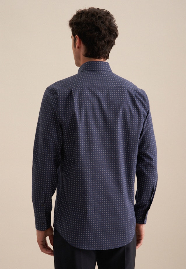 Regular Flanellhemd Druck in Dunkelblau |  Seidensticker Onlineshop