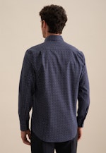 Regular Flanellhemd Druck in Dunkelblau |  Seidensticker Onlineshop