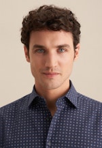 Regular Flanellhemd Druck in Dunkelblau |  Seidensticker Onlineshop