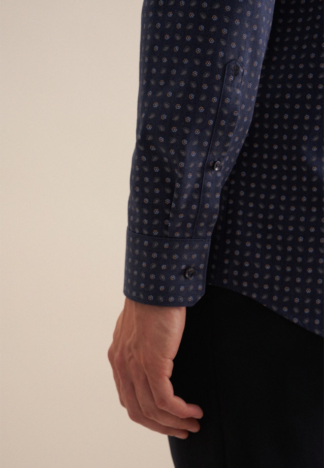Regular Flanellhemd Druck in Dunkelblau |  Seidensticker Onlineshop