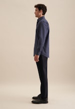 Regular Flanellhemd Druck in Dunkelblau |  Seidensticker Onlineshop