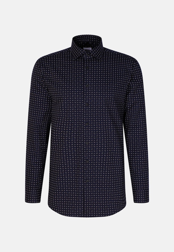 Regular Flanellhemd Druck in Dunkelblau |  Seidensticker Onlineshop