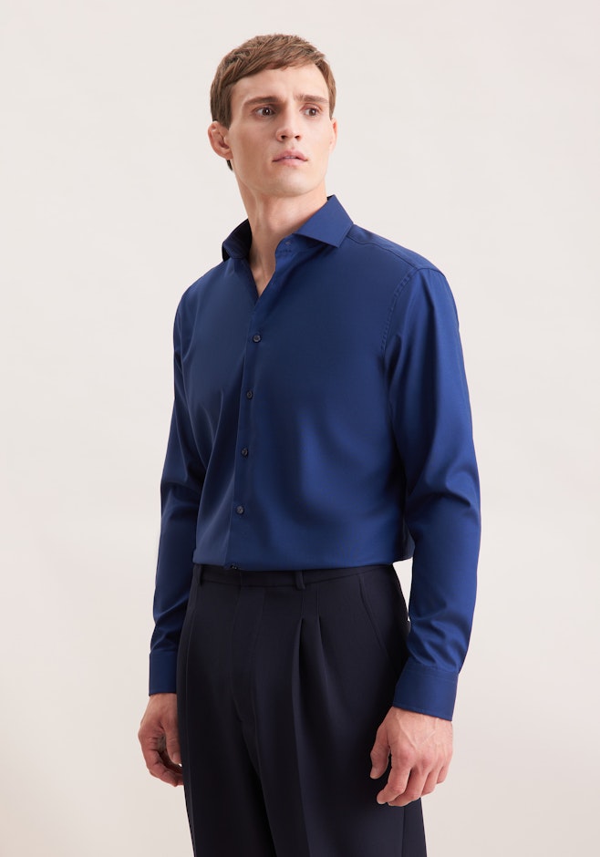 Regular Chemise d'affaires Uni dans Bleu Foncé | Boutique en ligne Seidensticker