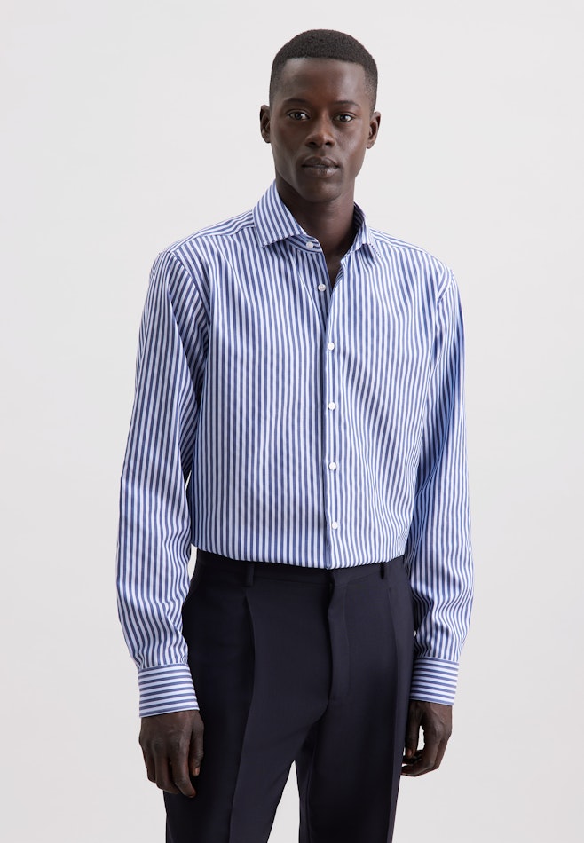 Regular Chemise d'affaires Structure dans Bleu Foncé | Boutique en ligne Seidensticker