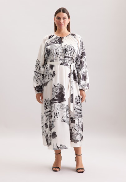 Raglankleid mit Schleifendetail in Weiß |  Seidensticker Onlineshop