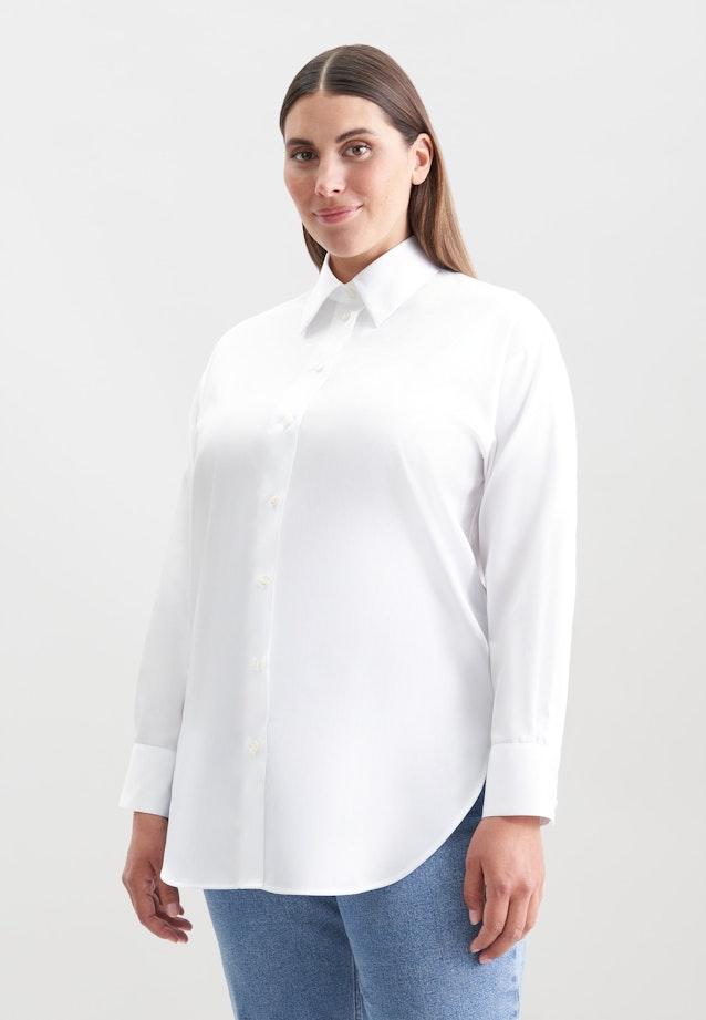 Oversized Hemdbluse aus Baumwolltwill in Weiß |  Seidensticker Onlineshop