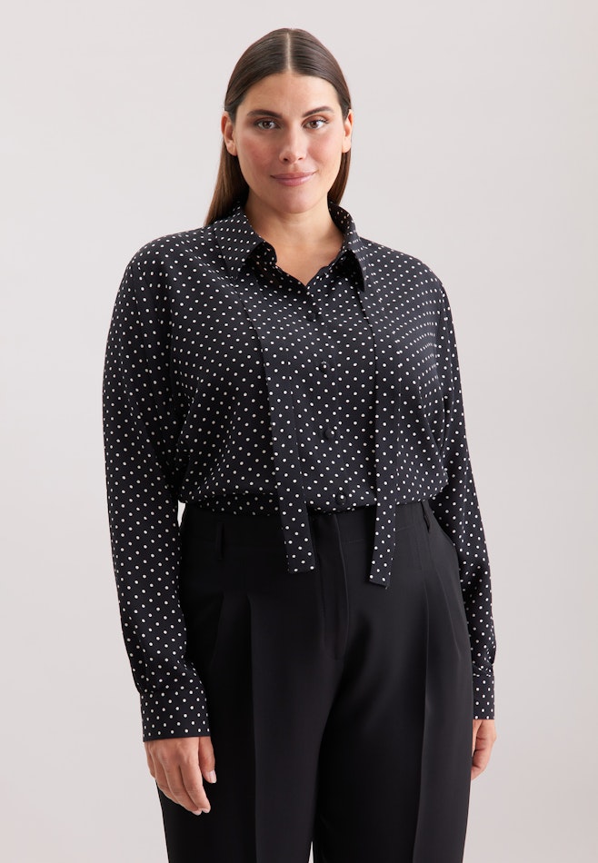 Shirt blouse with detachable bow tie in Schwarz | Seidensticker online shop