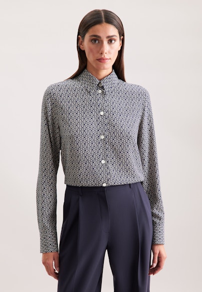 Hemdbluse aus Viskose mit Print in Dunkelblau |  Seidensticker Onlineshop