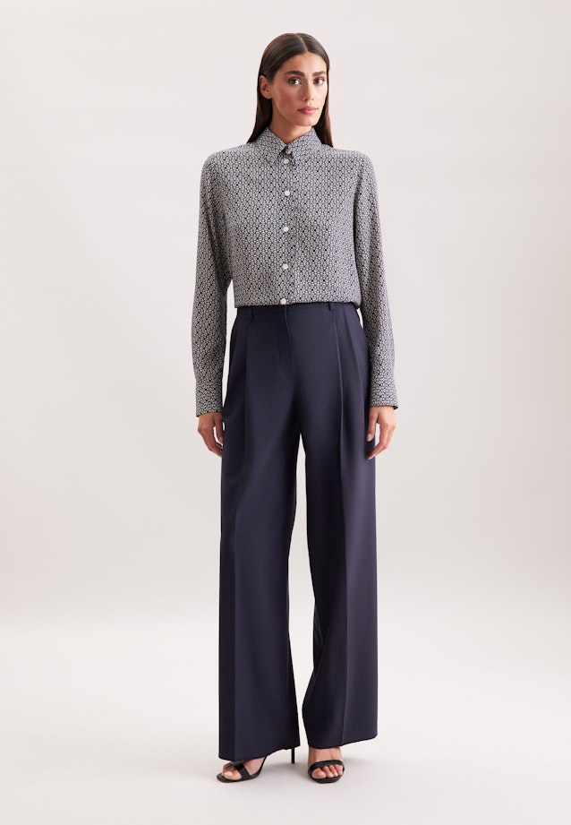 Hemdbluse aus Viskose mit Print in Dunkelblau |  Seidensticker Onlineshop