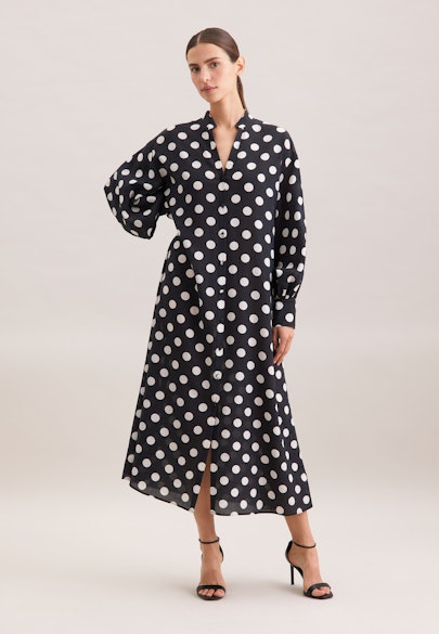 Blusenkleid in strukturierter Ware mit Tupfenprint in Noir |  Seidensticker Onlineshop