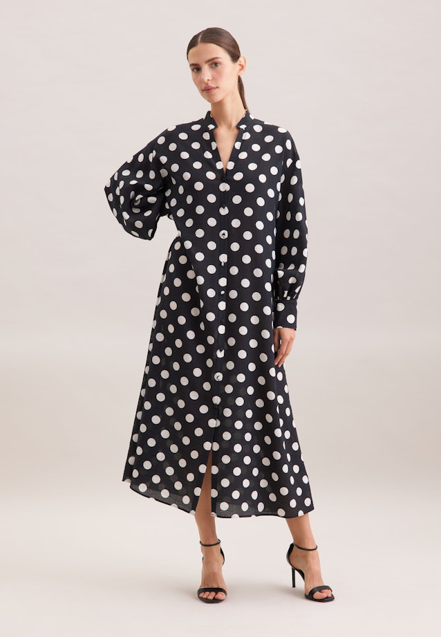 Blusenkleid in strukturierter Ware mit Tupfenprint in Schwarz |  Seidensticker Onlineshop