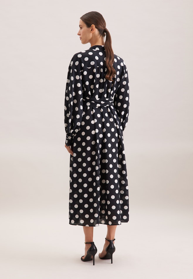 Blouse dress in textured fabric with polka dot print in Schwarz | Seidensticker online shop