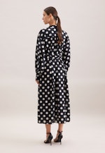 Blusenkleid in strukturierter Ware mit Tupfenprint in Schwarz |  Seidensticker Onlineshop