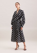 Blusenkleid in strukturierter Ware mit Tupfenprint in Schwarz |  Seidensticker Onlineshop