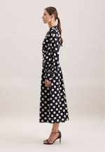 Blusenkleid in strukturierter Ware mit Tupfenprint in Schwarz |  Seidensticker Onlineshop