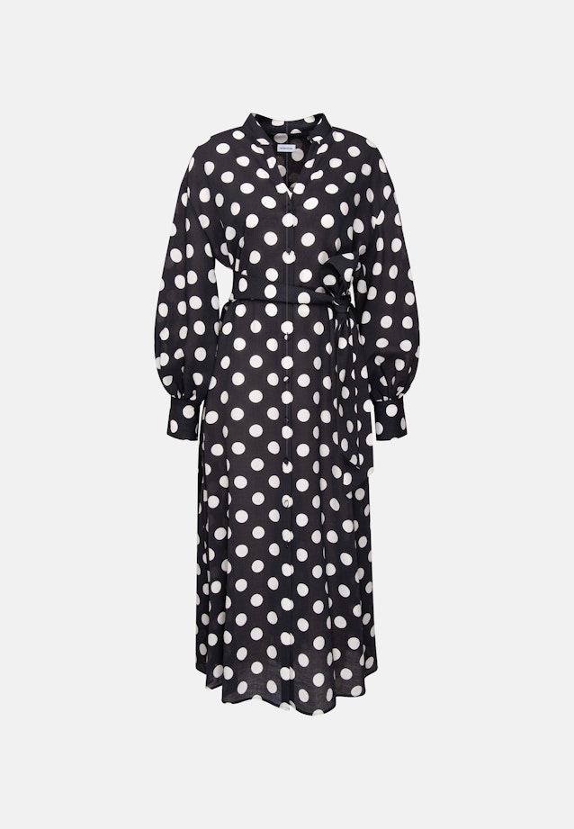 Blusenkleid in strukturierter Ware mit Tupfenprint in Schwarz |  Seidensticker Onlineshop
