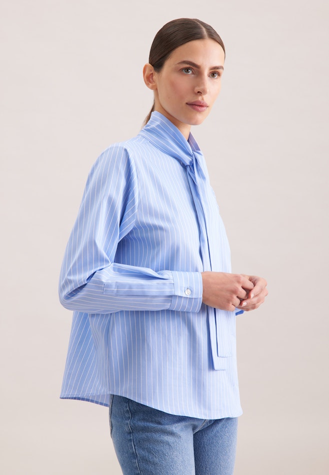 Schluppenbluse aus Baumwolltwill in Hellblau | Seidensticker Onlineshop