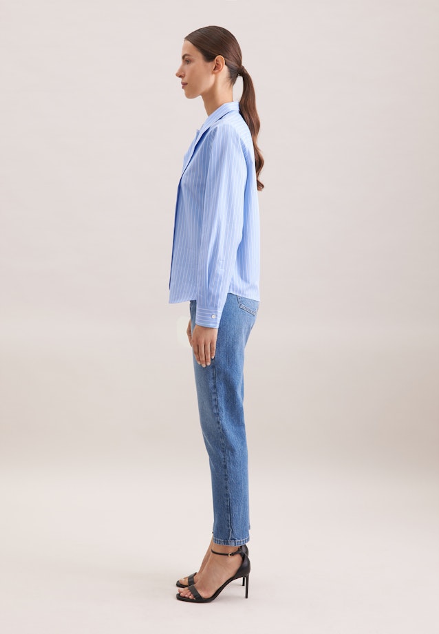 Schluppenbluse aus Baumwolltwill in Hellblau |  Seidensticker Onlineshop