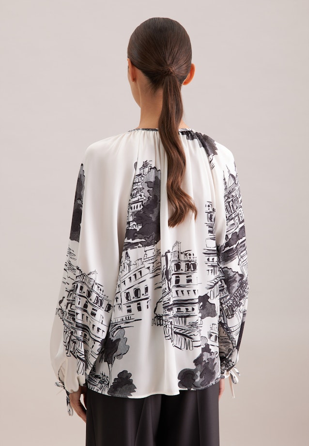 Raglanbluse mit Schleifendetails aus Satin in Ecru |  Seidensticker Onlineshop