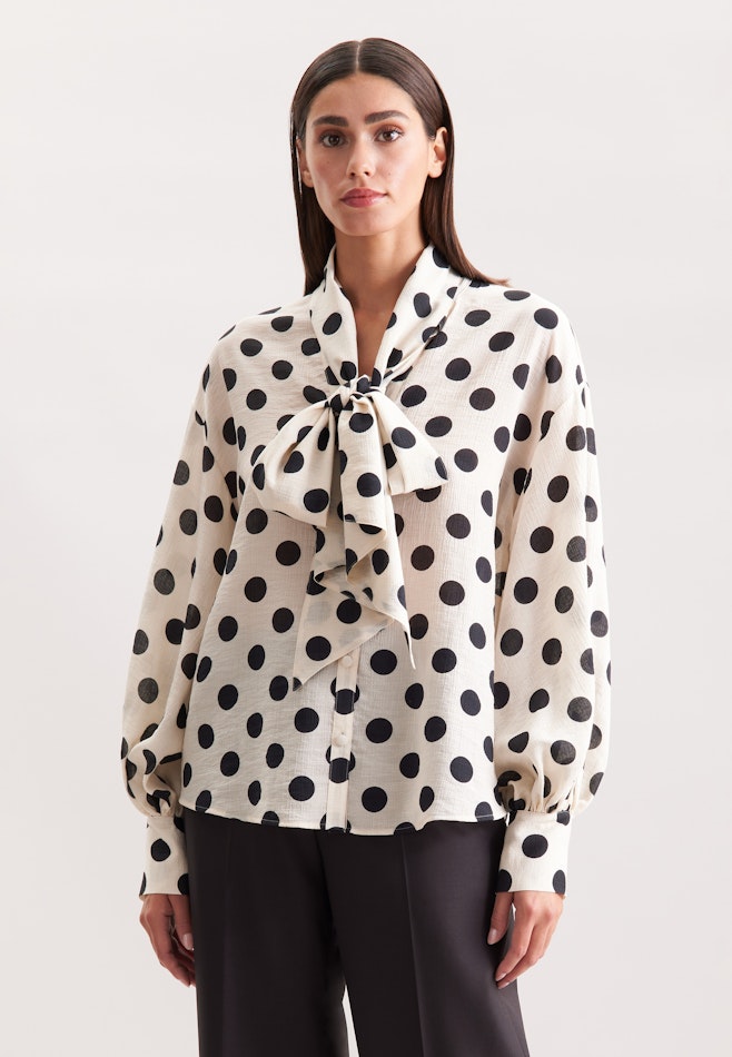 Chemisier nœud en tissu texturé avec imprimé à pois dans Ecru | Boutique en ligne Seidensticker