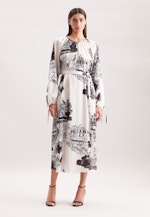 Raglankleid mit Schleifendetails und Taillengürtel aus Satin in Ecru |  Seidensticker Onlineshop