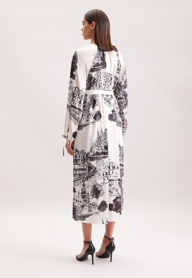 Raglankleid mit Schleifendetails und Taillengürtel aus Satin in Ecru |  Seidensticker Onlineshop