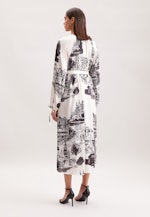 Raglankleid mit Schleifendetails und Taillengürtel aus Satin in Ecru |  Seidensticker Onlineshop