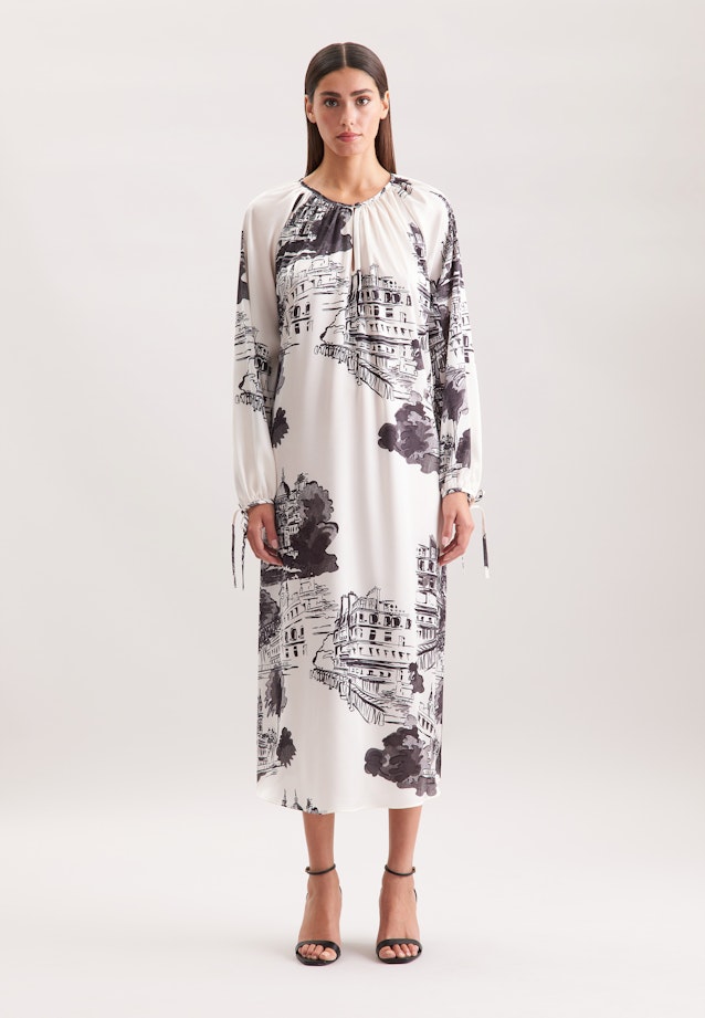 Raglankleid mit Schleifendetails und Taillengürtel aus Satin in Ecru |  Seidensticker Onlineshop