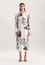 Raglankleid mit Schleifendetails und Taillengürtel aus Satin in Ecru |  Seidensticker Onlineshop