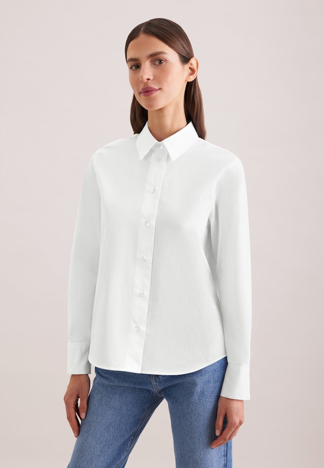 Hemdbluse mit tiefer Passe in Weiß | Seidensticker Onlineshop
