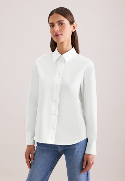 Hemdbluse mit tiefer Passe in Wihte |  Seidensticker Onlineshop