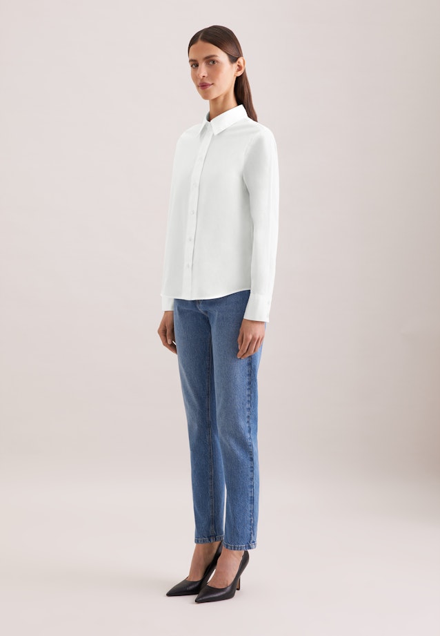 Hemdbluse mit tiefer Passe in Wihte |  Seidensticker Onlineshop