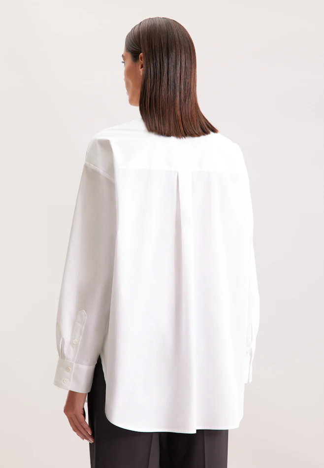 Oversized Hemdbluse mit Plastron in Weiß | Seidensticker Onlineshop