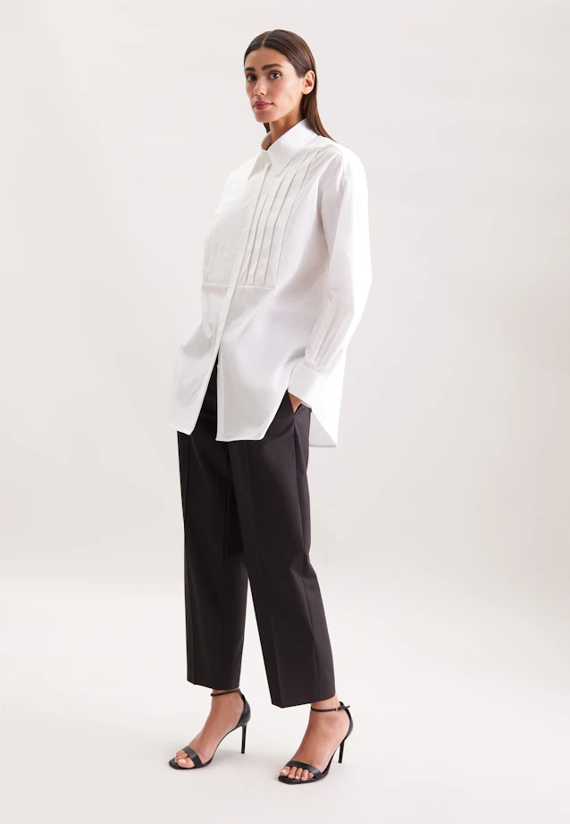 Oversized Hemdbluse mit Plastron in Weiß |  Seidensticker Onlineshop