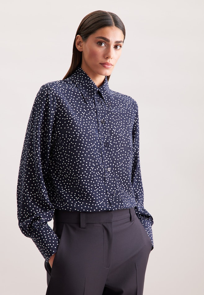 Hemdbluse mit Tupfenprint in Dunkelblau | Seidensticker online shop