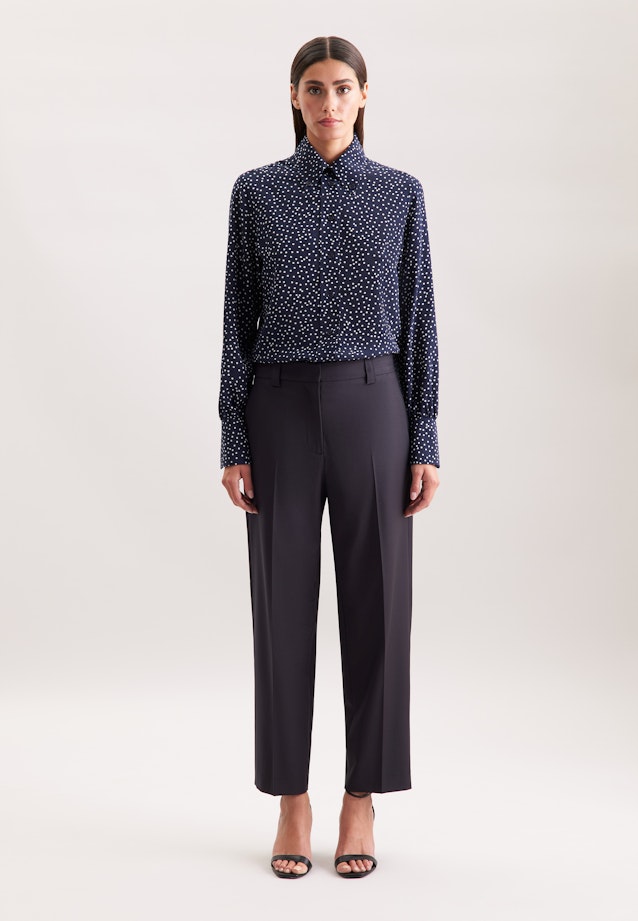 Hemdbluse mit Tupfenprint in Dunkelblau |  Seidensticker Onlineshop