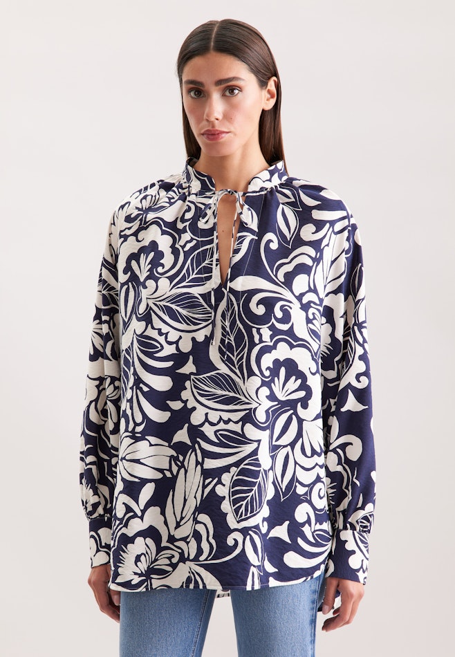 Tunikabluse mit Bindeband in Dunkelblau | Seidensticker Onlineshop