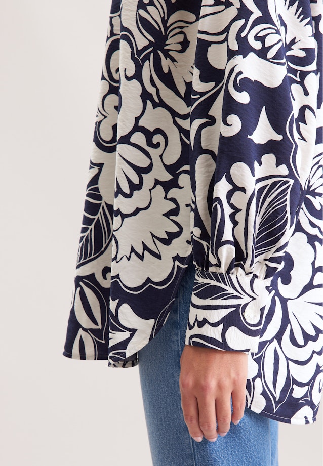 Tunikabluse mit Bindeband in Dunkelblau |  Seidensticker Onlineshop