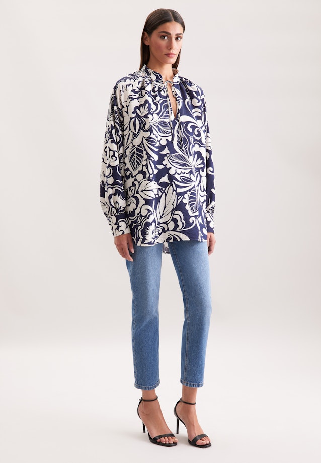 Tunikabluse mit Bindeband in Dunkelblau |  Seidensticker Onlineshop