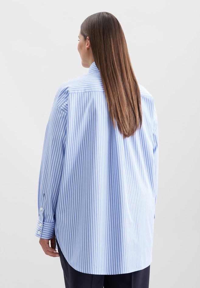 Oversized Hemdbluse aus Baumwolltwill in Mittelblau | Seidensticker online shop