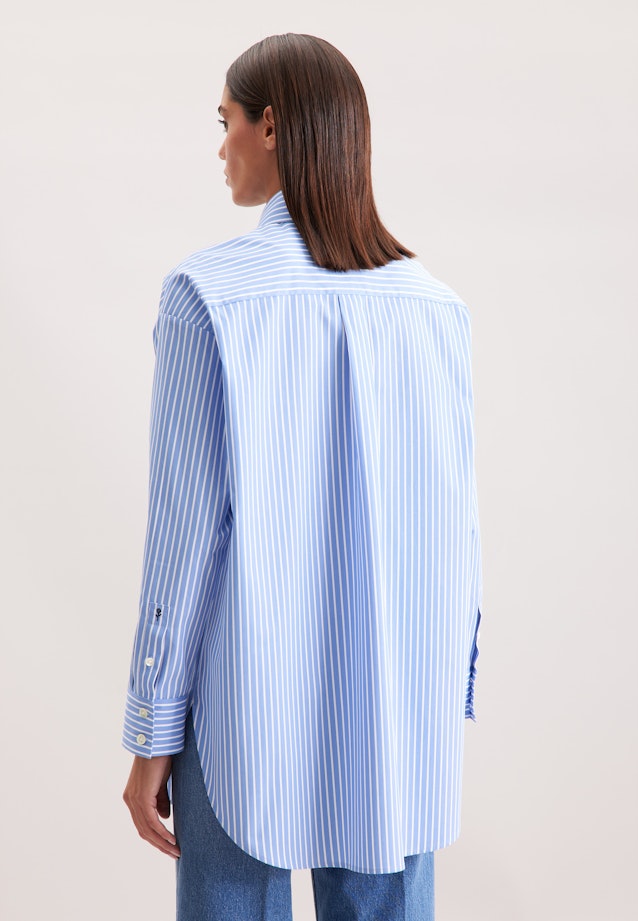 Oversized Hemdbluse aus Baumwolltwill in Mittelblau |  Seidensticker Onlineshop
