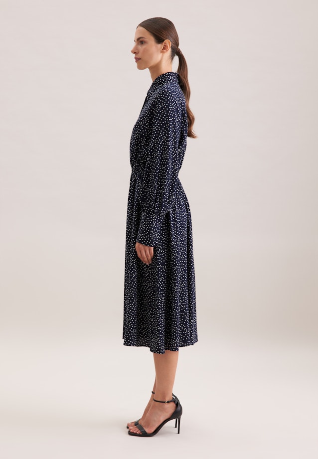 Hemdblusenkleid mit Tupfenprint in Dunkelblau |  Seidensticker Onlineshop