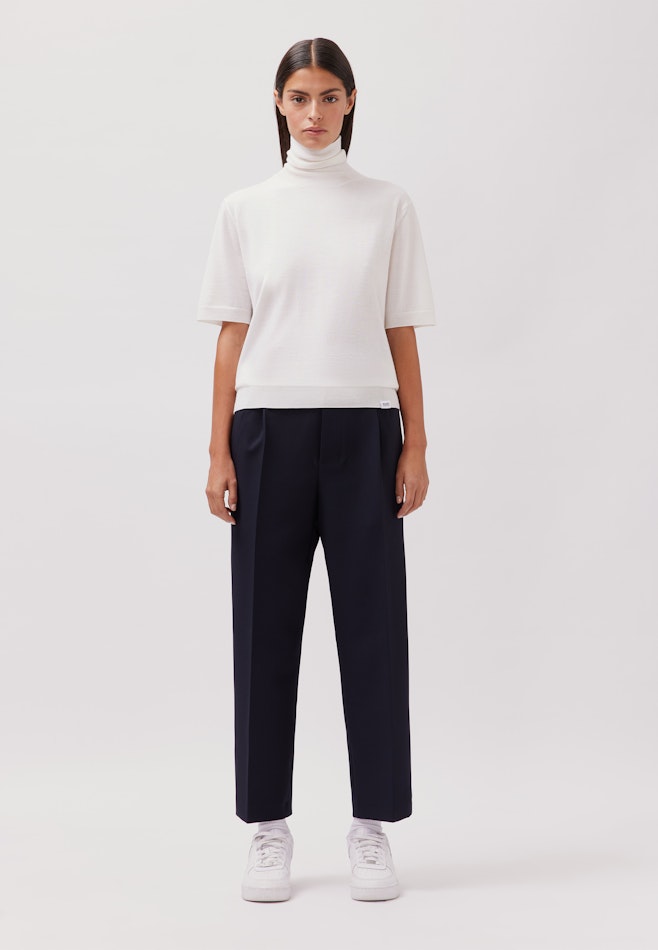 Kurzarm Rollkragenpullover aus Merino/Seide in Weiß | Seidensticker Onlineshop