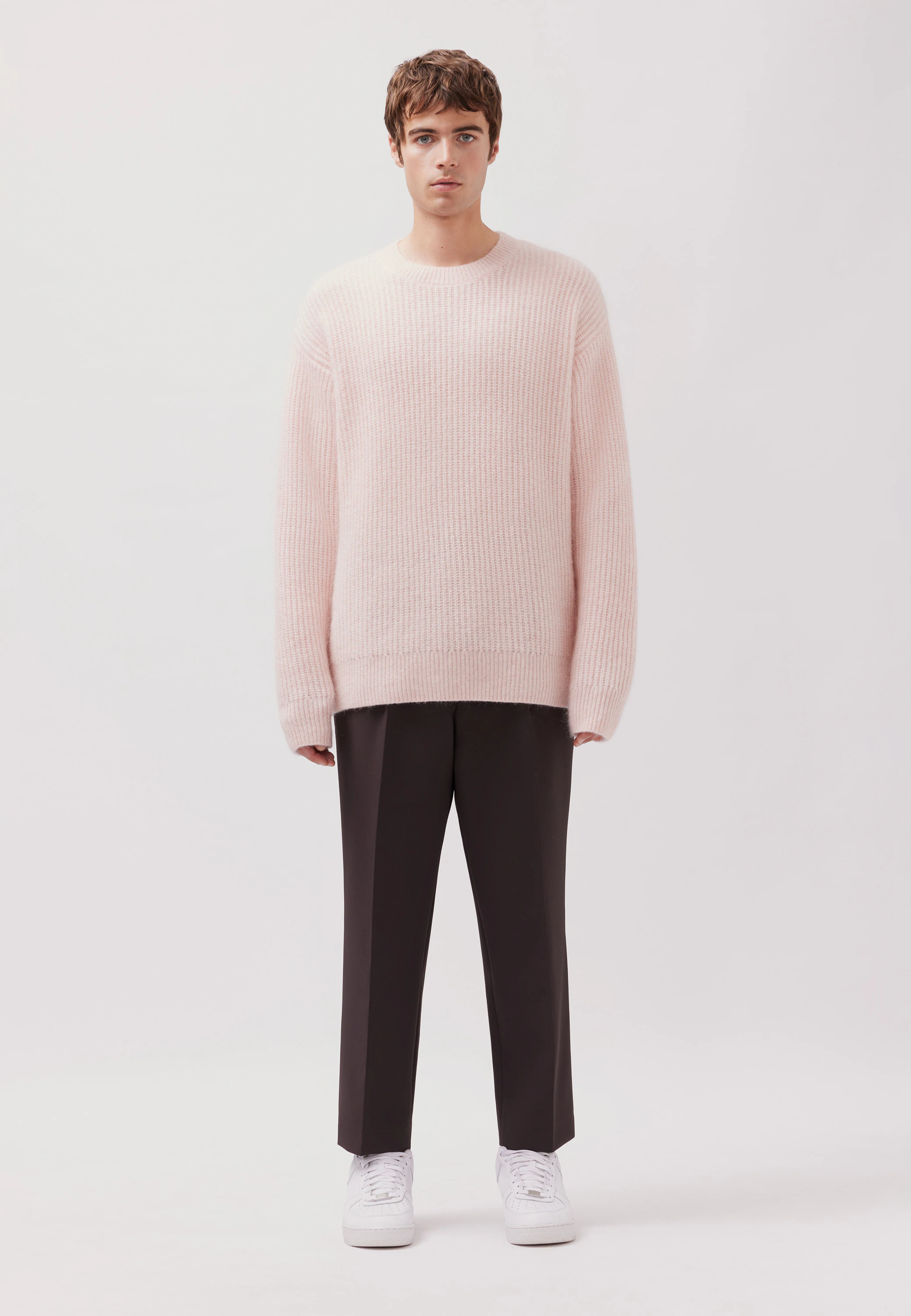 Oversized Rundhalspullover mit Mohair Rosa/Pink