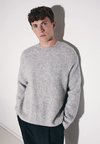 Oversized Rundhalspullover mit Mohair in Grau |  Seidensticker Onlineshop