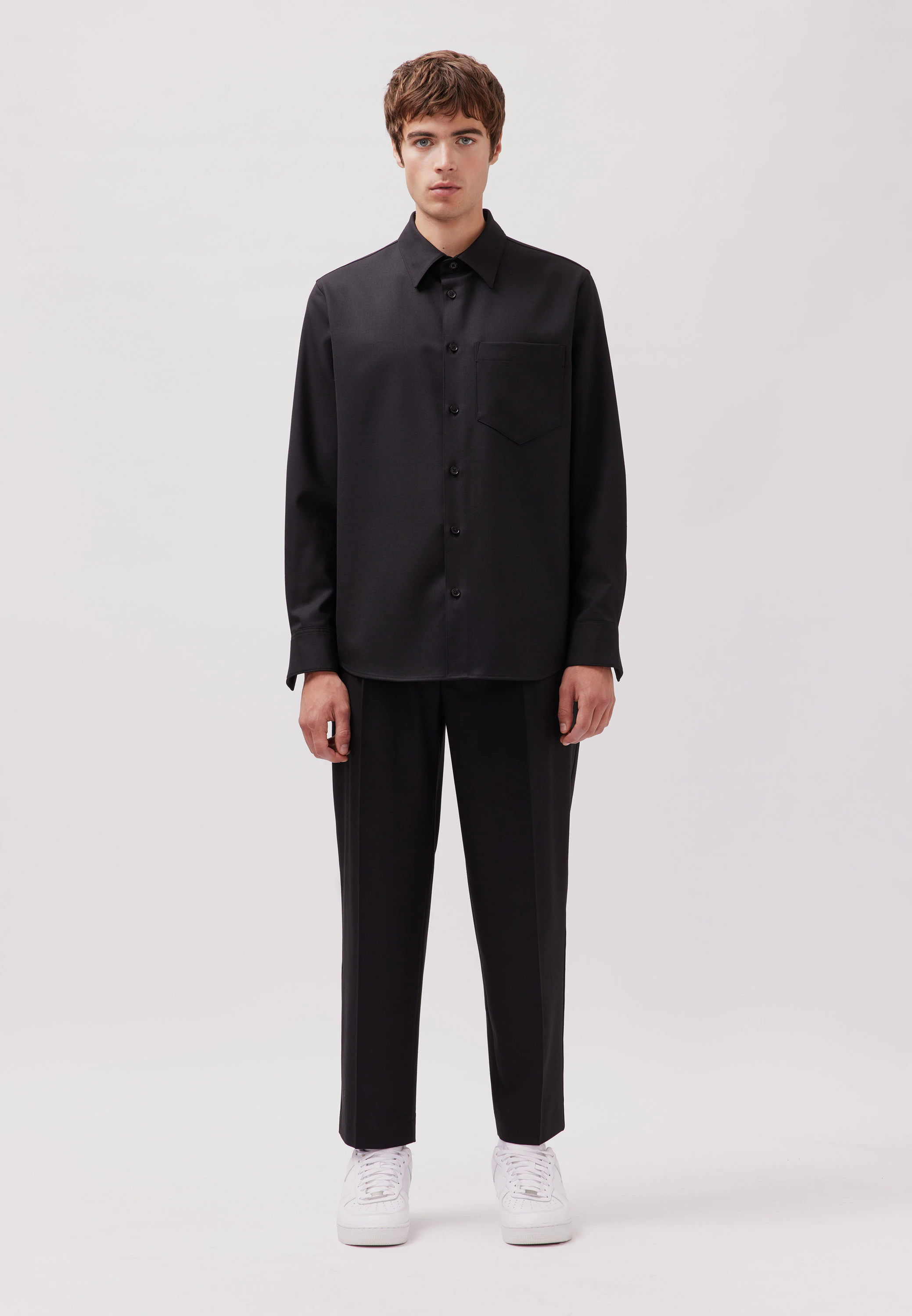 Regular Hemd Uni Schwarz