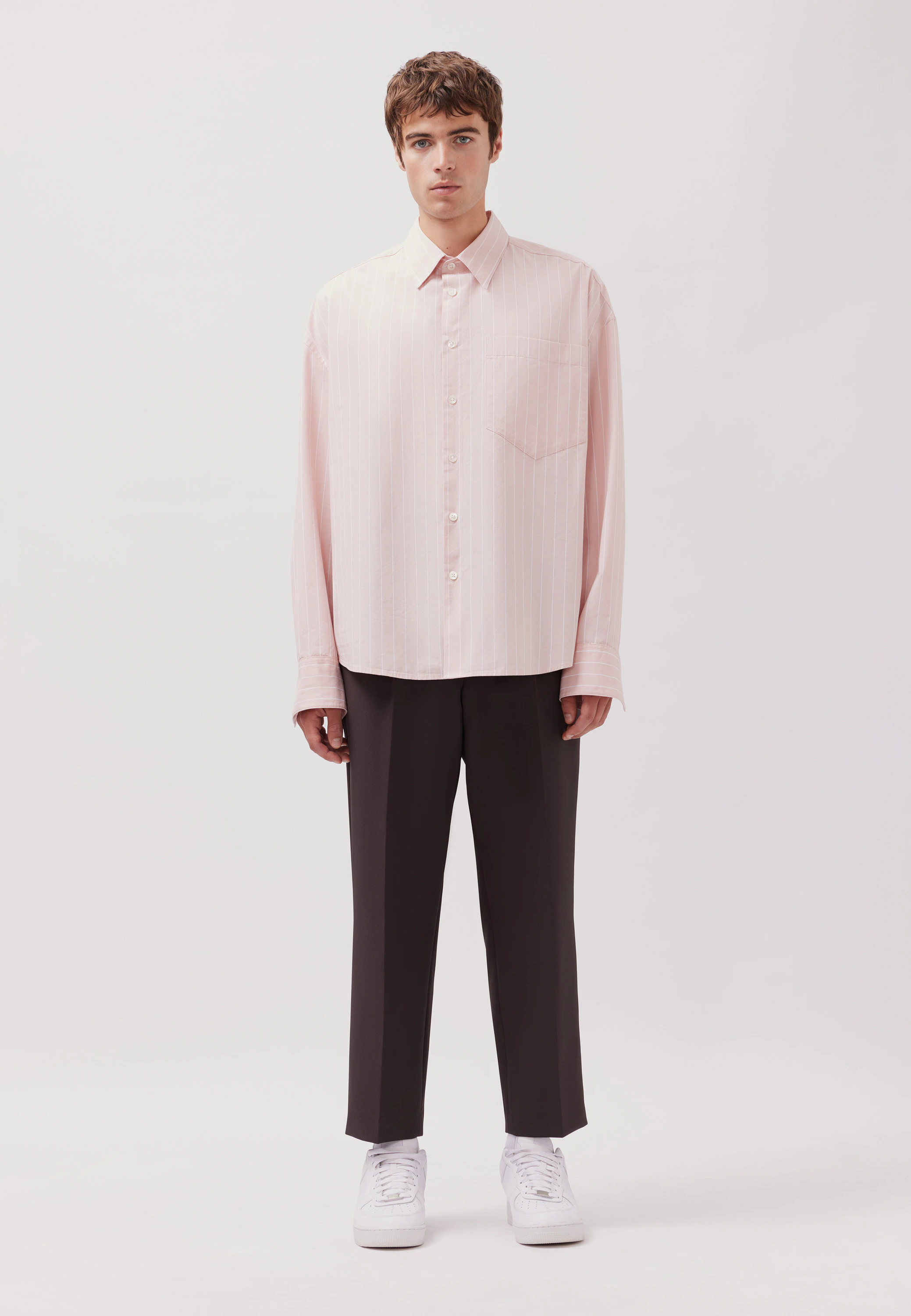 Oversized Fashion-Hemd Gestreift Rosa/Pink M
